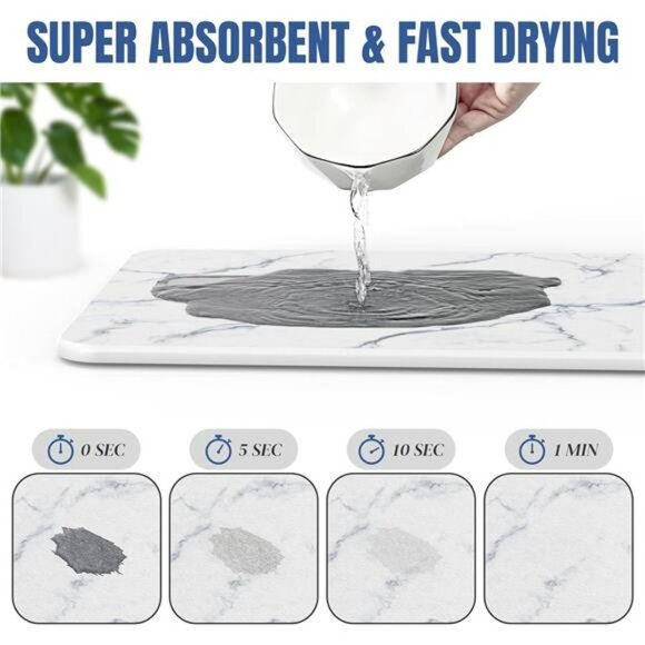 Quick dry stone dish drying mat water absorbent kitchen counter tray for dishes - Picture 5 of 7